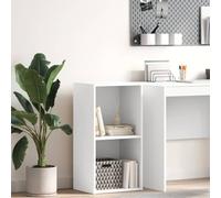 Ziaphsol Bibliothèque à 2 compartiments, blanche, 40 x 30 x 76,5 cm, en bois dérivé du bois, robuste, pour livres, fichiers, décoration, solution de rangement polyvalente