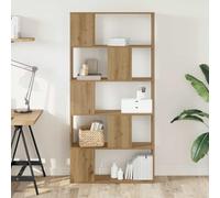 Ziaphsol Bibliothèque à 5 étagères, chêne Artisan, 80,5 x 23,5 x 162,5 cm, séparateur de pièce, espace de rangement pour salon, bureau, chambre d'enfant, avec support mural, armoire peu encombrante