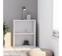 Ziaphsol Bibliothèque blanche à 2 compartiments, 60 x 30 x 76,5 cm, en matériau du bois, petite étagère sur pied pour livres, DVD, décoration, comme organisateur cube polyvalent dans le salon