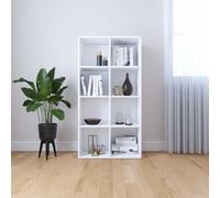 Ziaphsol Bibliothèque Buffet Blanc 66x30x130 cm Bois d'ingénierie avec 8 Compartiments, Rangement Polyvalent pour Salon Bureau Chambre ou entrée, Meuble Pratique et Durable