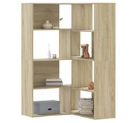 Ziaphsol Bibliothèque d'angle à 4 étages, en bois de chêne Sonoma, 85 x 85 x 140 cm, en forme de L, polyvalente comme étagère d'angle ou étagère horizontale pour salon, chambre à coucher