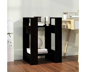 Ziaphsol Bibliothèque en Bois de pin Massif Noir 41x35x57 cm avec Rangement et séparation pour Salon Bureau Chambre entrée Meuble de décoration et Organisation