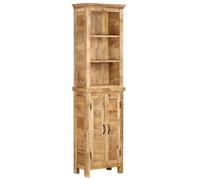 Ziaphsol Bibliothèque en Bois Massif de manguier 50 x 30 x 180 cm avec 3 étagères et Armoire de Rangement inférieure Robuste pour Salon Bureau Chambre