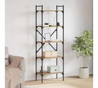 Ziaphsol Bibliothèque en chêne artisanal, 56 x 32 x 174 cm, à 5 compartiments, autoportante, stable, pour salon, bureau