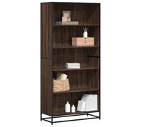 Ziaphsol Bibliothèque en chêne fumé 80,5 x 35 x 170,5 cm, matériau dérivé du bois, structure en métal, 5 compartiments, rangement stable pour salon, bureau