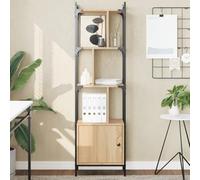 Ziaphsol Bibliothèque en chêne Sonoma, 44,5 x 30 x 154,5 cm, matériau dérivé du bois, cadre en acier, étagère sur pied avec porte, motif zigzag, idéale pour le salon, le bureau, la chambre à coucher