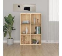 Ziaphsol Bibliothèque en chêne Sonoma - 66 x 30 x 98 cm - En bois avec 6 compartiments - Organiseur polyvalent - Buffet stable pour livres, magazines, DVD