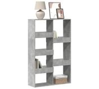 Ziaphsol Bibliothèque en matériau dérivé du bois, 7 compartiments, gris béton, 100 x 33 x 155,5 cm, idéale comme séparateur de pièce pour livres et décoration