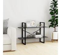 Ziaphsol Bibliothèque en pin massif gris à 2 étagères, 100 x 30 x 70 cm, étagère sur pied robuste pour livres, magazines, décoration, espace de rangement polyvalent, nettoyage facile