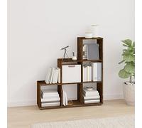 Ziaphsol Bibliothèque escalier en chêne fumé 107 cm Bois d'ingénierie avec 6 Compartiments pour Rangement et décoration idéale pour Salon Bureau Chambre Enfant ou Couloir