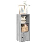 Ziaphsol Bibliothèque grise Sonoma 31 x 24 x 77 cm, en matériau dérivé du bois, à 3 compartiments, avec porte, polyvalente, idéale pour les livres, les objets de collection, robuste, durable, facile