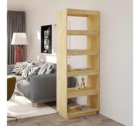Ziaphsol Bibliothèque séparateur de pièce, 60 x 35 x 167 cm, en pin massif non traité, étagère sur pied ouverte pour salon, rangement polyvalent pour livres et décoration