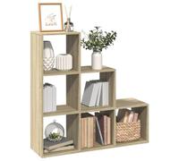 Ziaphsol Bibliothèque, séparateur de pièce, à 3 étages, chêne Sonoma, 99 x 29 x 99 cm, en matériau dérivé du bois, organisateur cube polyvalent avec 6 compartiments, pour livres et décoration