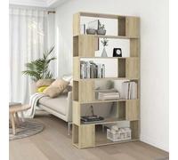 Ziaphsol Bibliothèque séparateur de pièce, chêne Sonoma, 100 x 24 x 188 cm, étagère sur pied robuste avec 2 unités, rangement polyvalent pour livres, DVD et décoration dans le salon