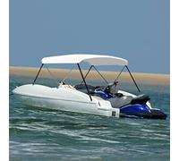 Ziaphsol Bimini Top 2 arcs Blanc 180 x 150 x 110 cm Bâche de bateau en polyester avec revêtement PU, cadre en aluminium, protection solaire et protection contre la pluie pour bateau à moteur, yacht