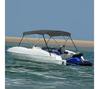 Ziaphsol Bimini Top à 3 arcs, anthracite, 183 x 140 x 137 cm, en polyester et aluminium, résistant aux UV et à l'eau, housse de bateau réglable en acier inoxydable 316, pour bateau à moteur et yacht