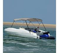 Ziaphsol Bimini Top à 3 arcs gris 183 x 196 x 137 cm, avec panneaux latéraux en polyester PU 600D, cadre en aluminium, protection solaire et protection contre la pluie pour yacht, bateau pneumatique