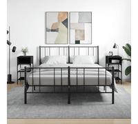 Ziaphsol Black 2 Piece Nightstand Set 35x34.5x70 cm with Engineered Wood and Metal Frame for Bedroom Living Room Modern Vintage Industrial Design