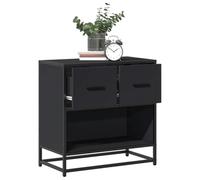 Ziaphsol Black 60x31x60 cm Nightstand with Drawers Durable Engineered Wood and Metal Frame for Bedroom Or Living Room Modern Industrial Style Storage Furniture