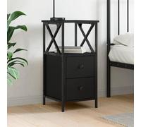 Ziaphsol Black Bedside Table 34x35.5x70 cm Engineered Wood with Metal Frame for Bedroom Living Room Modern Vintage Furniture with Drawer Storage Shelf and Adjustable Feet