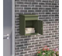 Ziaphsol Boîte à colis en acier vert olive 47,5 x 38 x 59 cm verrouillable avec système de clés pour jardin, terrasse et entrée