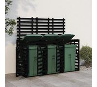Ziaphsol Boîte à poubelles pour 3 tonnes en pin massif - Noir - 240 x 91,5 x 128,5 cm - Avec couvercle et porte - Pour jardin, cour, terrasse, allée - Rangement ordonné