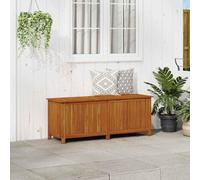Ziaphsol Boîte de rangement de jardin en bois d'acacia massif avec finition huilée, 150 x 50 x 58 cm, avec poche intérieure imperméable, 2 vérins à gaz, espace de rangement pour terrasse et balcon