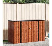 Ziaphsol Boîte de rangement de jardin marron 214 x 82 x 132 cm en acier verrouillable pour outils et abri de vélo - Espace de rangement résistant aux intempéries pour terrasse et cour
