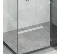 Ziaphsol Bonde de douche en acier inoxydable 304 argenté 60 cm avec couvercle en verre, siphon à 360°, fermeture anti-odeur, bonde d'écoulement à tamis, vanne, réglable en hauteur de 0 à 30 mm, pour