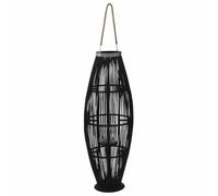 Ziaphsol Bougeoir Suspendu Bambou Noir 95 cm avec Support en Verre pour Mariage fête décoration intérieur extérieur résistant en Bois et métal idéal pour Ambiance chaleureuse