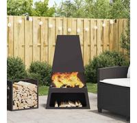 Ziaphsol Braise Noir 60 x 35 x 100 cm en Acier résistant, Foyer extérieur Moderne avec Grande capacité de feu, idéal pour terrasse, Jardin ou Espace de détente