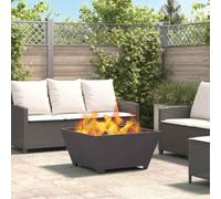 Ziaphsol Braise Noir 80 x 80 x 40 cm Acier Résistant à la Chaleur pour extérieur, cheminée Moderne pour terrasse, Foyer à feu, Design élégant et Robuste pour Ambiance chaleureuse