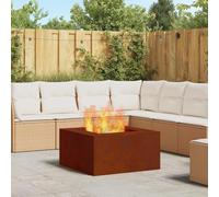 Ziaphsol Brasero de jardin rectangulaire marron en acier résistant aux intempéries 80 x 80 x 40 cm avec ventilation ouverte pour balcon, terrasse et cheminée