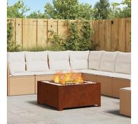 Ziaphsol Brasero d'extérieur carré en acier résistant aux intempéries, marron, 80 x 80 x 40 cm, pour jardin, terrasse, balcon, avec protection contre les étincelles et limite de température de 600 °C