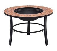 Ziaphsol Brasero en mosaïque en céramique, terre cuite, 68 cm, brasero en acier avec structure à trois pieds, plateau rond, brasero décoratif pour jardin, terrasse