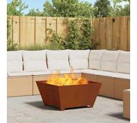 Ziaphsol Brasero marron 80 x 80 x 40 cm en acier résistant aux intempéries, brasero portable d'extérieur avec grille d'étincelles, pour jardin, terrasse, balcon, pour la chaleur le soir