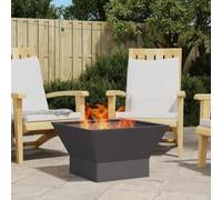 Ziaphsol Brasero noir - 60 x 60 x 35 cm - En acier - 600 °C - Fonction panier à feu pour jardin, terrasse, balcon, cheminée d'extérieur - Décoration avec extracteur de cheminée