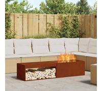 Ziaphsol Brasero rectangulaire en acier marron - 160 x 45 x 35 cm - Pour jardin, terrasse, balcon, atmosphère chaleureuse