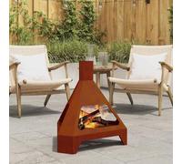 Ziaphsol Brasero triangulaire en acier résistant aux intempéries, marron, 50 x 43 x 52 cm, pour jardin, terrasse, balcon, bûches de bois, avec chaleur pour des soirées conviviales en plein air
