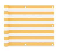 Ziaphsol Brise-vue pour balcon - Blanc et jaune - 75 x 400 cm - Tissu Oxford imperméable avec revêtement en polyuréthane - Protection contre le vent et les UV - Corde incluse pour un montage facile