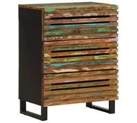 Ziaphsol Buffet 60 x 34 x 75 cm en bois d'acacia massif avec 3 tiroirs et cadre en acier pour salon, chambre à coucher, bureau, couloir, cuisine, salle de bain, cave, armoire polyvalente avec espace