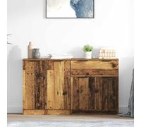 Ziaphsol Buffet avec tiroirs, 3 pièces, aspect bois vieilli, 120 x 30 x 70 cm, rangement moderne pour salle à manger et salon