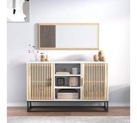 Ziaphsol Buffet Blanc 105x30x65 cm en Bois d'ingénierie avec Portes en Bois, Meuble de Rangement Pratique pour Salon Salle à Manger Cuisine entrée ou Chambre