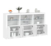 Ziaphsol Buffet blanc avec éclairage LED RVB 181,5 x 37 x 100 cm, vitrine avec portes, grand espace de rangement, design moderne pour salon