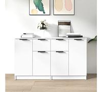 Ziaphsol Buffet Blanc en Bois d'ingénierie 2 pièces 60x30x70 cm, Buffet bahut Enfilade avec Rangement, Console Meuble Armoire pour Salon Salle Manger Cuisine Entree Bureau