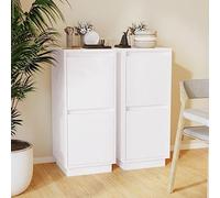 Ziaphsol Buffet Blanc en Bois Massif de pin et MDF, Ensemble de 2 pièces, 31,5 x 34 x 75 cm, Rangement à 2 Portes pour Salon Salle a Manger Cuisine Entree Chambre Bureau