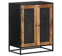 Ziaphsol Buffet en Bois de manguier Brut 60x35x75 cm avec Portes sculptées pour Salon Salle à Manger Chambre Meuble de Rangement Robuste