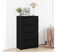 Ziaphsol Buffet en Bois d'ingénierie chêne Noir 60x35x98,5 cm avec 4 tiroirs Robuste Meuble de Rangement Salon Salle à Manger Bureau Chambre