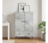 Ziaphsol Buffet gris béton 66 x 34,5 x 95 cm en bois avec tiroir et portes pivotantes, meuble de rangement polyvalent pour salle à manger, salon, couloir