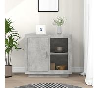 Ziaphsol Buffet gris béton, 80 x 40 x 75 cm, en matériau à base de bois, armoire à 2 étagères, meuble de rangement élégant pour salon, chambre à coucher, couloir, polyvalent comme armoire de cuisine